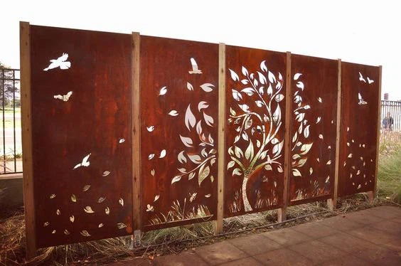 corten steel panels fence