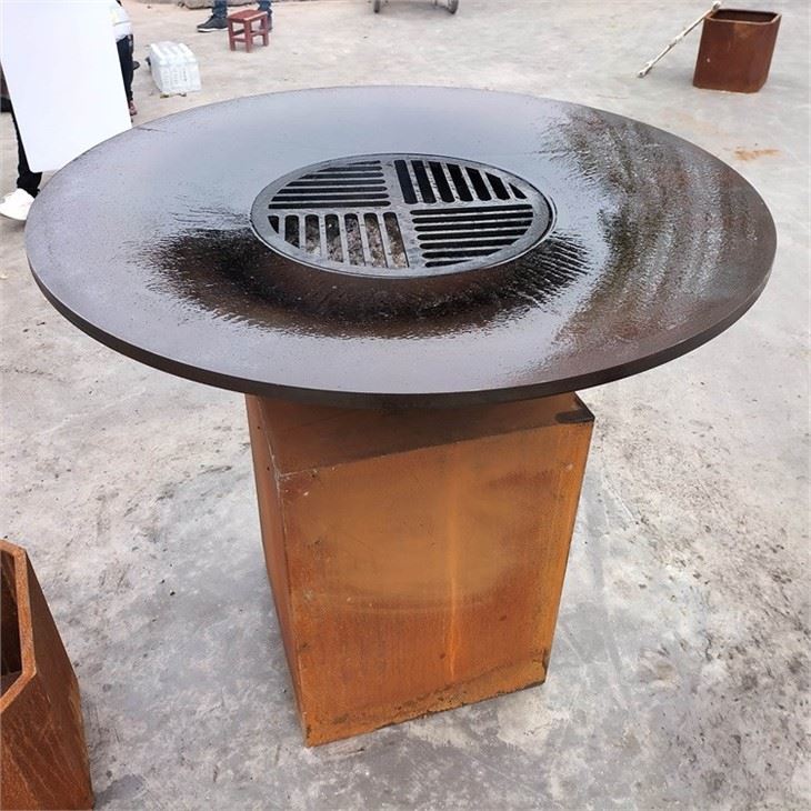 Corten Steel BBQ Grill Fireplace
