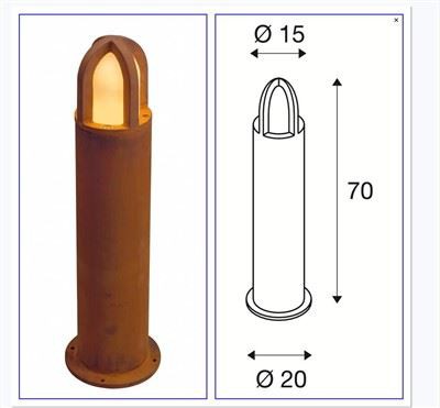 Latarnia stożkowa ze stali Corten 70cm