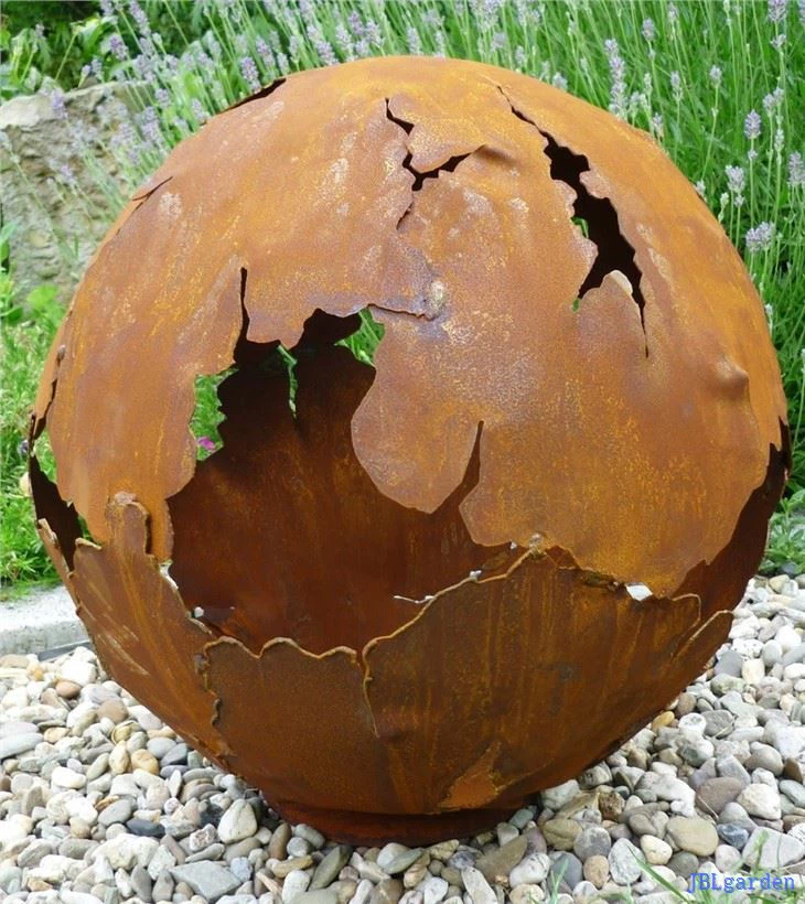 Laser Cut Corten Steel Metal Art Ball Sculpture