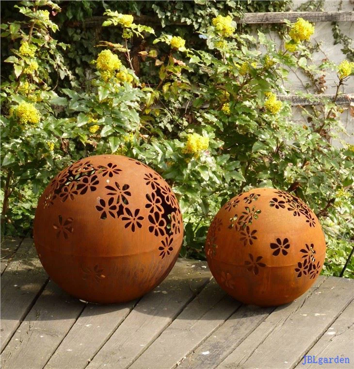 Laser Cut Corten Steel Metal Art Ball Sculpture