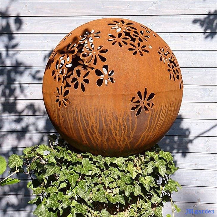 Laser Cut Corten Steel Metal Art Ball Sculpture