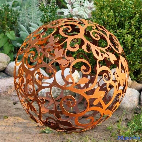 Laser Cut Corten Steel Metal Art Ball Sculpture