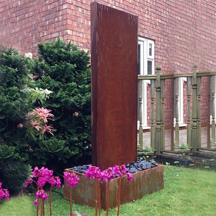 Corten Fountain With Planter Top