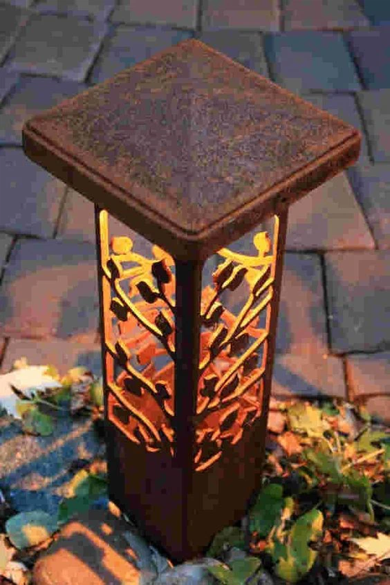 Rusty Cylindrical Light Of Corten
