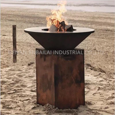 Okrągły palenisko na świeżym powietrzu z grillem Corten