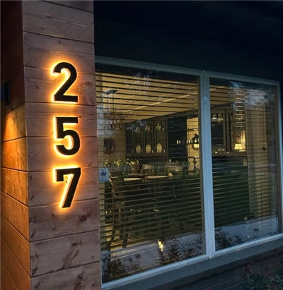 Niestandardowy metalowy numer LED znak LED