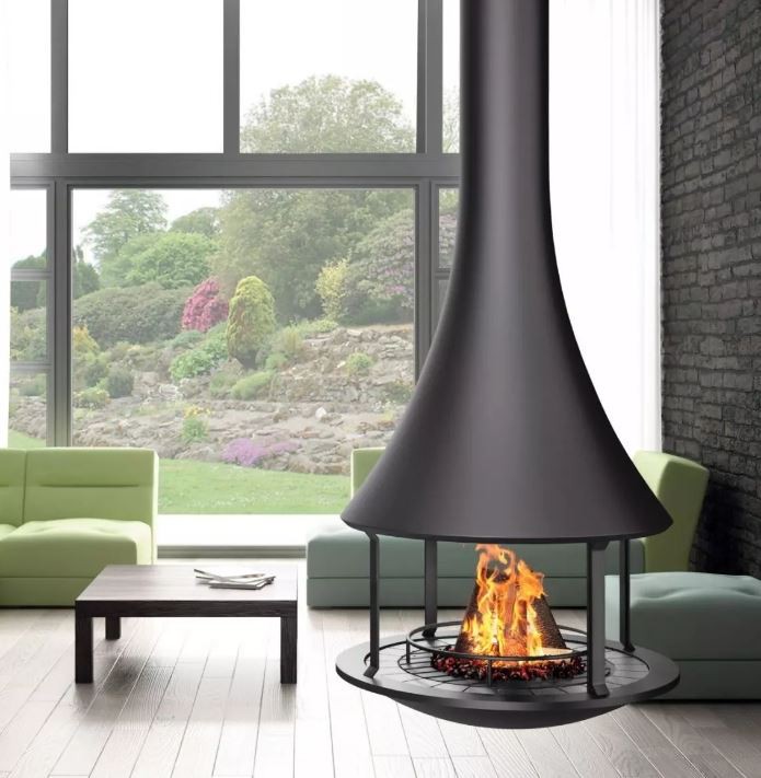 Podwieszany kominek drewniany w kształcie kropli wody